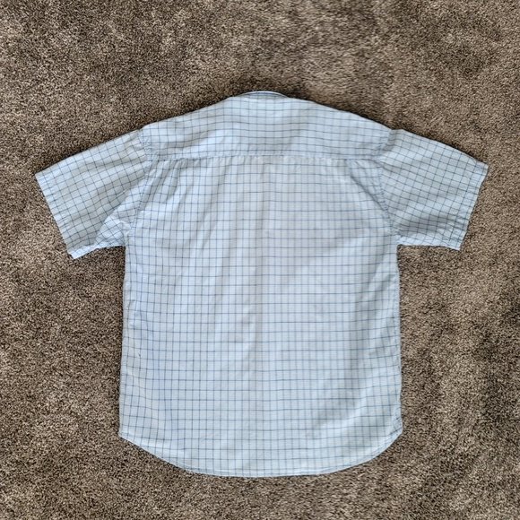 U.S. Expedition Men’s Large Size L Button Up Short Sleeve Blue White Pla… - Picture 2 of 8